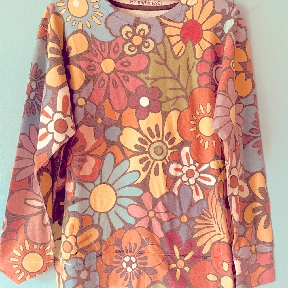 Very fun Penny Lane “flower power” 60s inspired top. Size L
